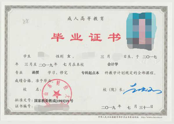 2019年山东财经大学函授本科毕业证(专升本)