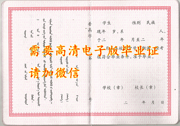 2010年内蒙古莫旗高中毕业证